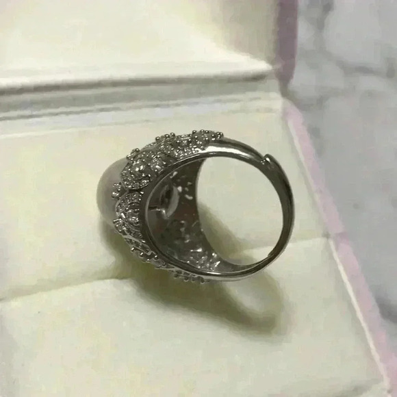 12mm Genuine White Pearl Lace Craft Ring - Picture 8 of 11